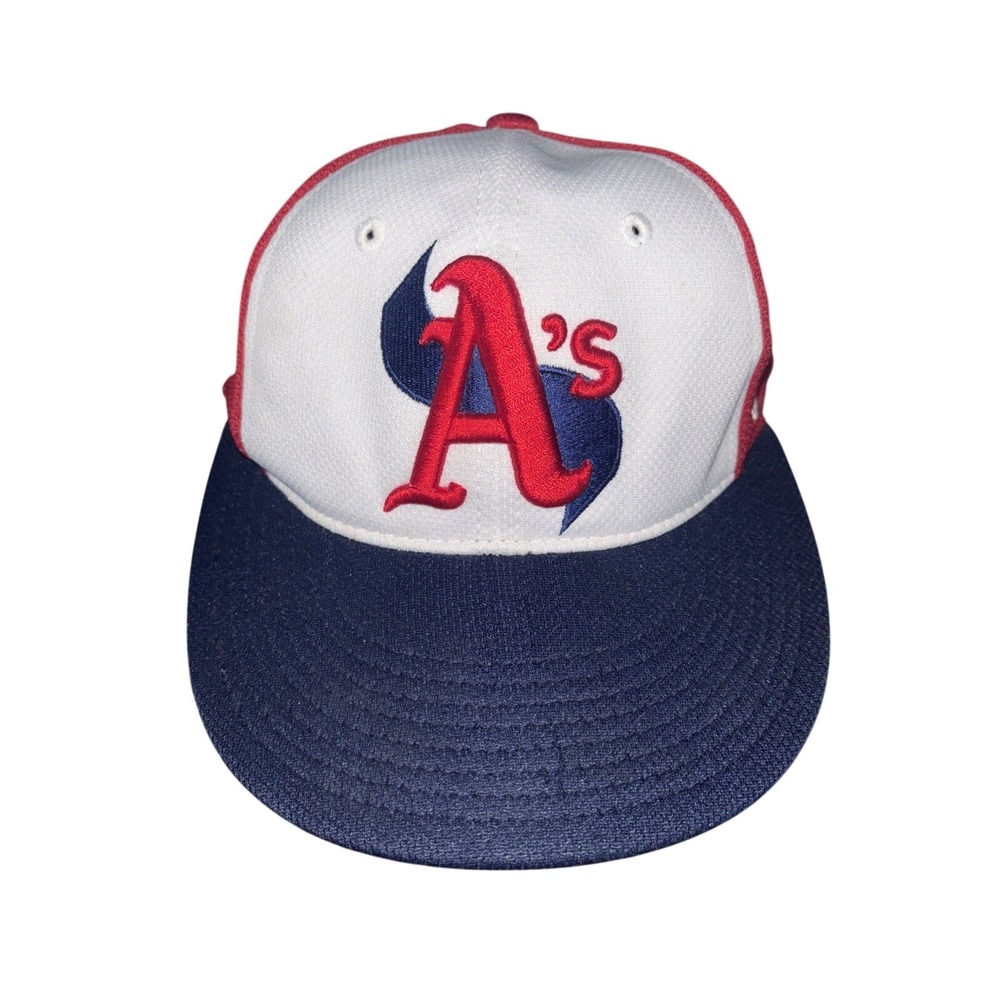 Zephyr Oakland Athletics Hat Mens Small Navy Blue Red White Mesh Stretch Fit Cap